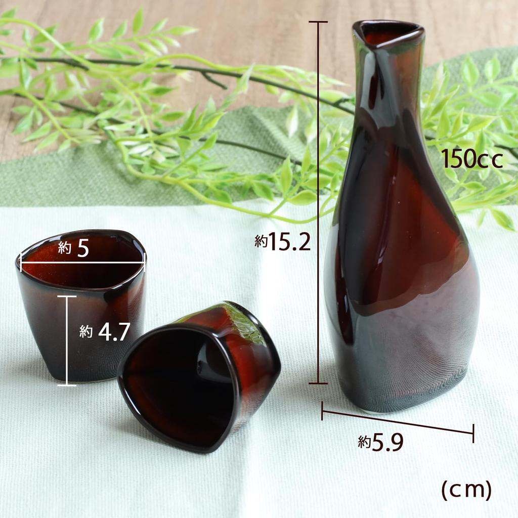 ORANGE APRON Ceramic Sake 150ml Lacquer Made in Japan Perfect Katakuchi Ochoko Set, Capacity, Brown, (Mino Ware), Boxed, Gift, (Sake Cup), (Sake Cup)