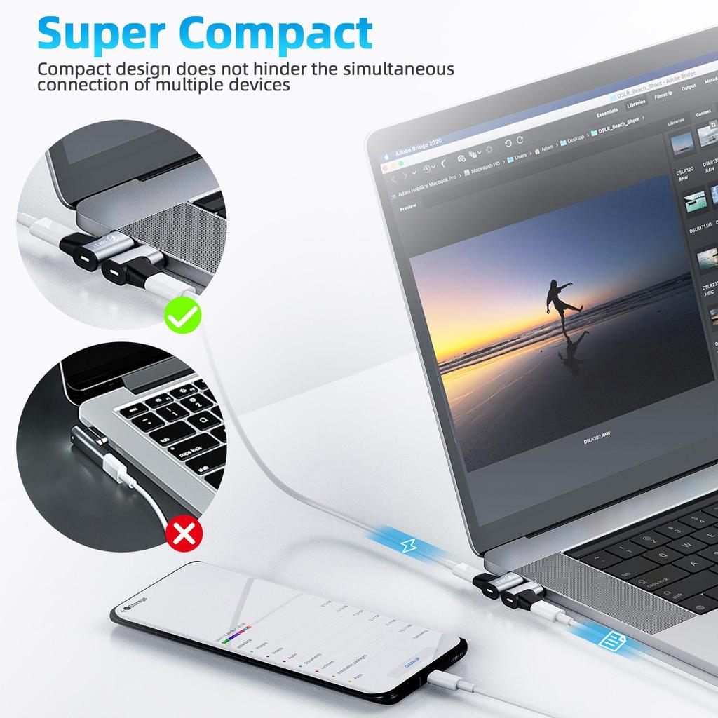 24-контактный магнитный адаптер USB-C для быстрой зарядки PD100W - совместимый с USB 3.1