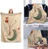Abstract Floral Art Flannel Blanket Vintage Line Drawing Flower Print Soft Warm Throw Blanket Sofa Bedroom Aesthetic Home Decor Gift