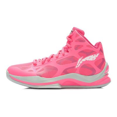 Li Ning SONIC 3 Сетчатые Нескользящие Покрытие Поддержка Амортизация Высокие Баскетбольные Кроссовки Мужские Розово-серые ABPK021-5