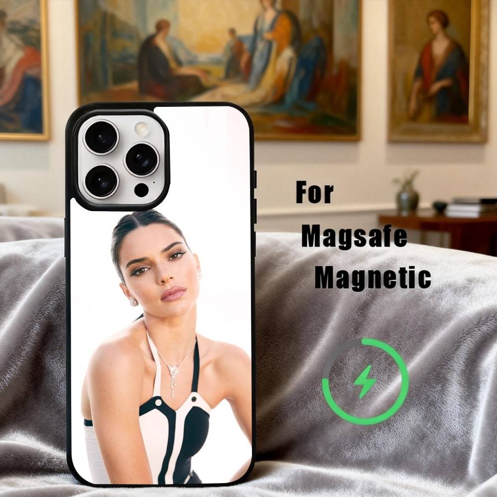 Красивый чехол для телефона модели K-Kendall J-Jenner для iPhone17,16,15,14,13,12,11 Plus,Pro Max Магнитный для беспроводной зарядки Magsafe