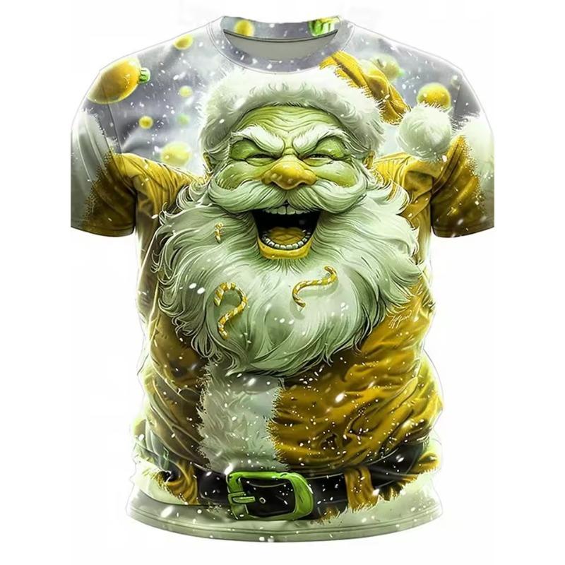 Christmas T Shirts Men 3D Santa Printed T-shirt Xmas Part Holiday Short Sleeve Men's Tops Fashion Oversize Clothes