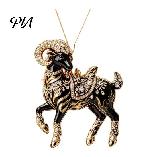 Acrylic Holiday Ornaments for Home Black Goat Christmas Tree Hanging Ornament, 2D Festive Lightweight Holidays Pendant, Decorative Car Accessory Party