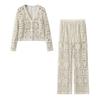 Kaslead New Women clothes Western Style Mori look Idle Style Three-Dimensional Hollow Crochet Knitting Suit