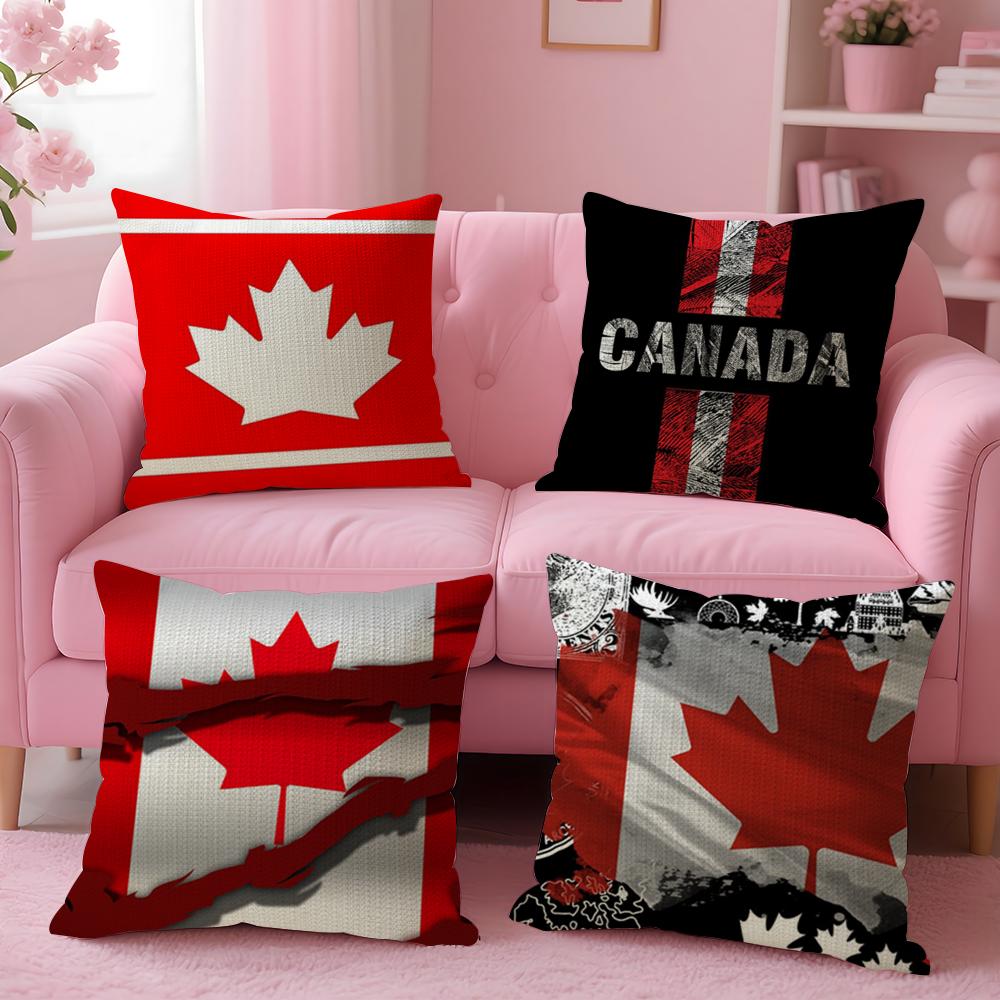 Canada Canadian Flag Ca Leaf Cushion Cover Summer Coolness Linen Fabric Double-Sided Printing Pillow Case Sofa Home Decor Gift