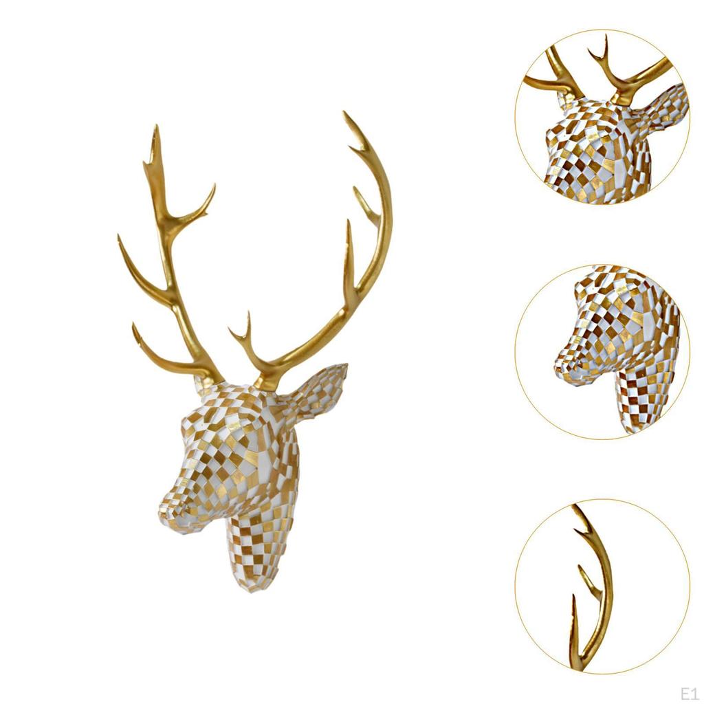 Deer Head Wall Mount Decor Centerpiece Artwork Resin Home Decoration Hanging Ornament Sculpture