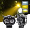 Dual Color Motorcycle Headlight Owl Design Yellow White Auxiliary Spotlights Motorbike Scooter Fog Lamp Running Lights