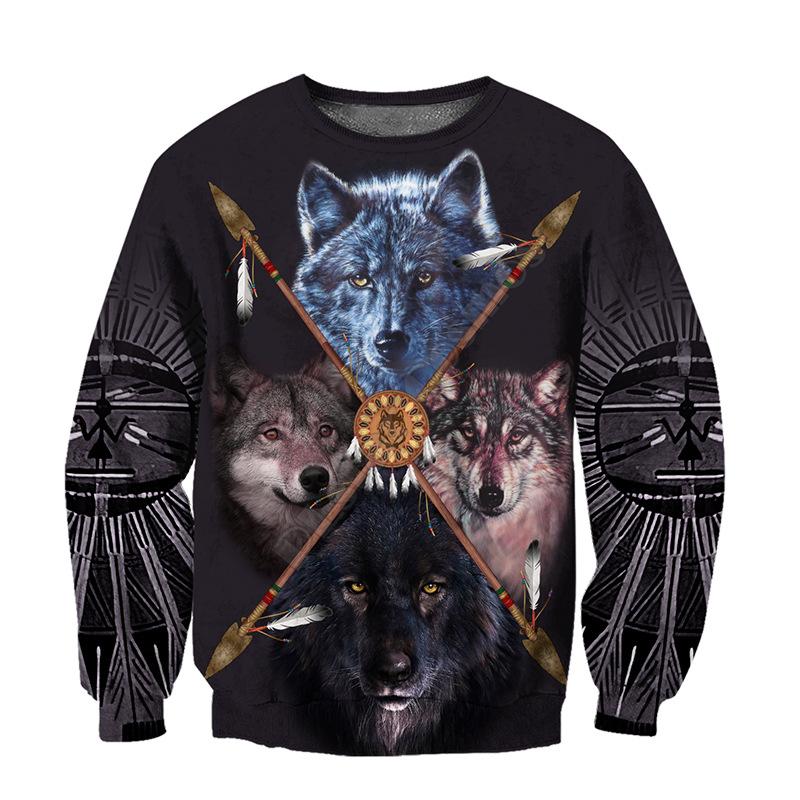 Свободный свитшот с круглым вырезом, креативный 3D-цифровой индийский принт, топ с длинными рукавами