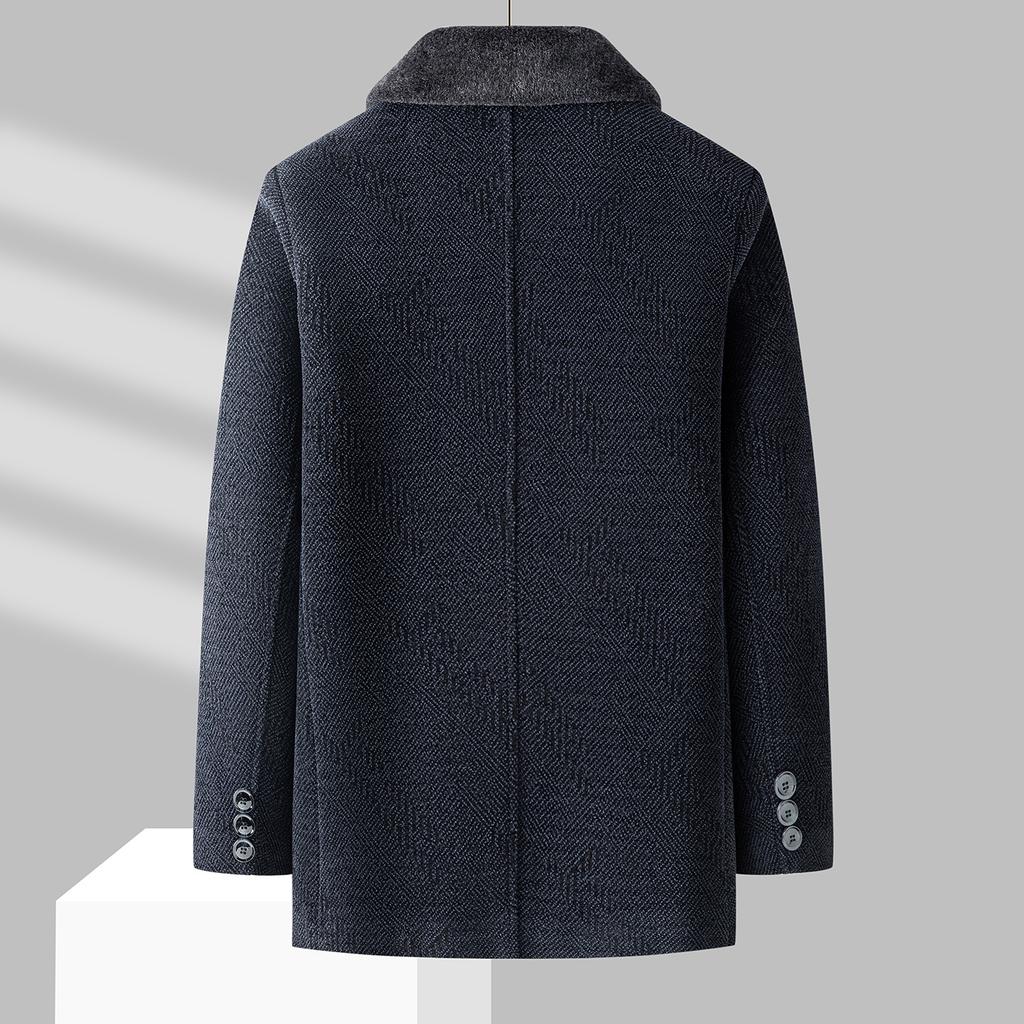 Шерстяное шерстяное пальто мужское бархатное утолщенное зимнее пальто для папы среднего и пожилого возраста ветровка для дедушки теплое пальто