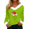 Women's T Shirt Tee Christmas Shirt Long Sleeve Party Christmas Print Fleece Collar V Neck Top