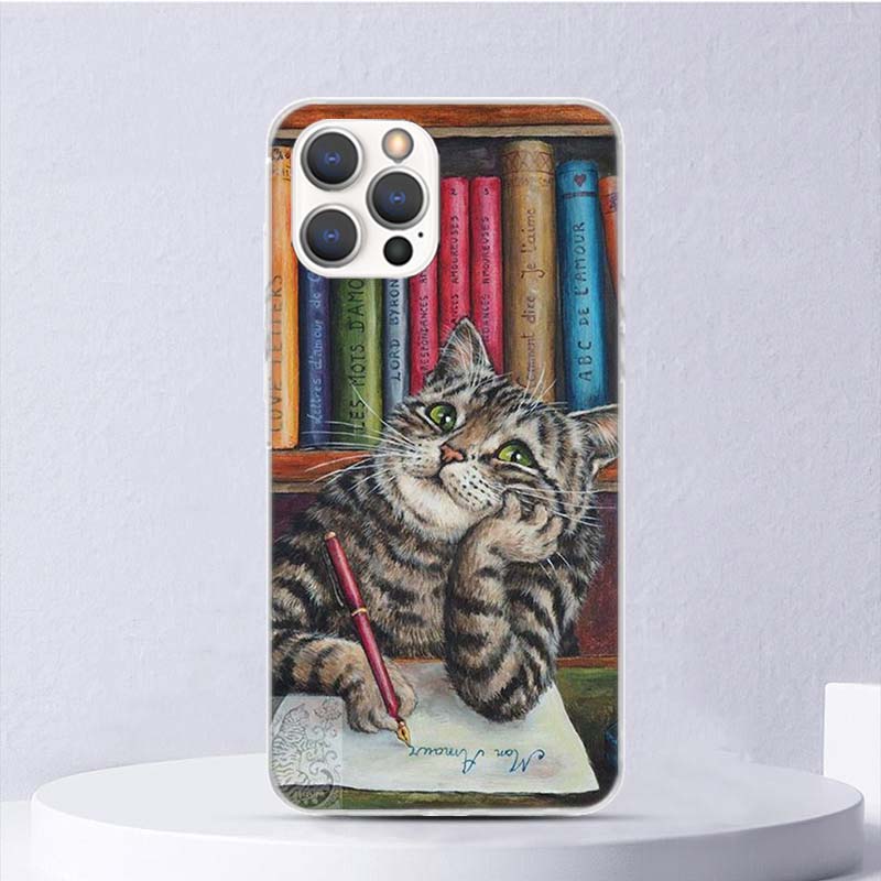 Мягкий чехол с милым рисунком Lucky Cats для iPhone 11 12 13 Mini 14 Pro Max Apple Phone Cover X XS XR SE 7 Plus 8 + 6 6S 5S Funda Coqu