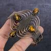 Тигровый глаз Драгоценный камень Ручная работа Медная проволока Обертка Манжета Браслет Регулируемый g1H52