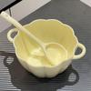 Керамическая тыквенная миска с двумя ручками и ложкой | Универсальная для заварного крема, риса, лапши или десерта