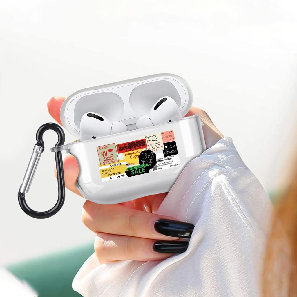 Чехол для AirPods Pro2 Стильный Милый Чехол для AirPods Pro 2-го поколения Корейская Смешная Наклейка Тип Этикетки Логотип Смешной Прозрачный Популярный Стильный Милый ТПУ AirPods Pro