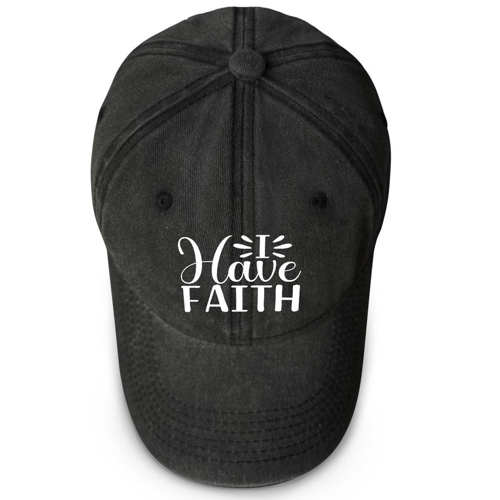 I HAVE FAITH" Print Snapback Sun Hat, Trucker Hat Solid Color Lightweight Fit Sun Protection Adjustable Baseball Hat