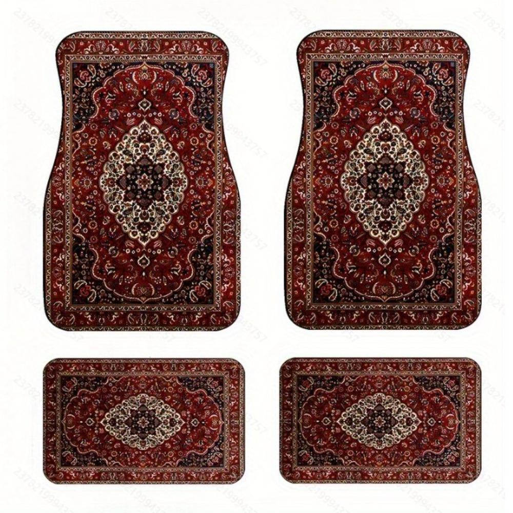 4Pcs Heavy Duty Persian Carpet Bohemian Car Floor Protector Rugs for Front Rear Seats