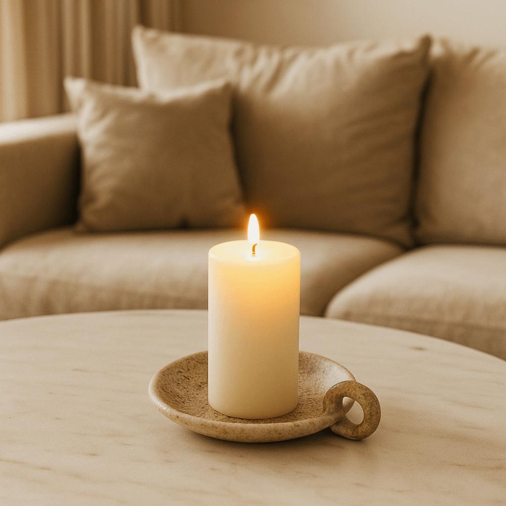 Round Ceramic Candle Plate Retro Style Candle Holder Creative Candlelight Stand Anniversary