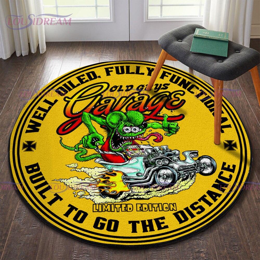 Ретро забавный ковер Rat Fink, круглый ковер, декор для гостиной, ковер Mancave, напольные коврики, ковры для спальни, стул, коврик, подарки для папы