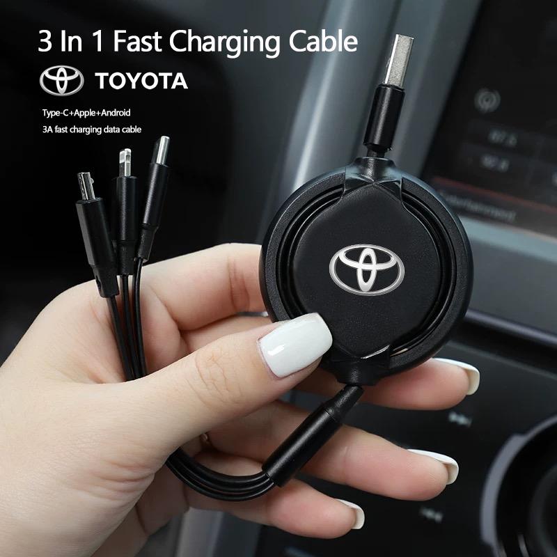 Автомобильный 3-в-1 кабель для быстрой зарядки Micro USB Type C для Toyota 86 Mirai Supra Prado Alphard Vellfire Reiz Venza CHR Брелок
