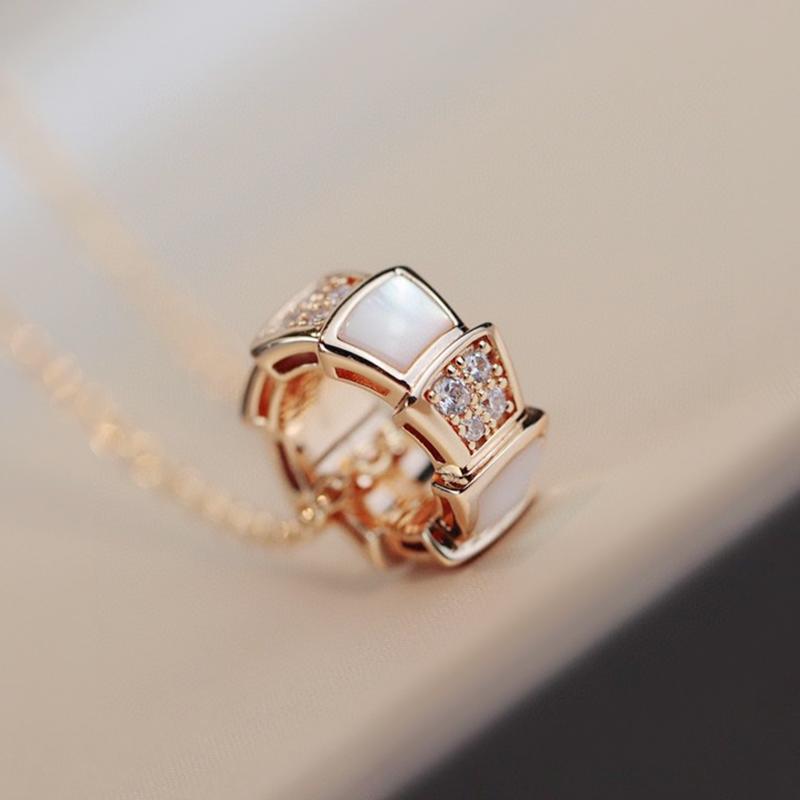 Женская мода 925 стерлингового серебра позолоченный рябчик змея кулон ожерелье с бриллиантами тренд вечерние темпераментные украшения