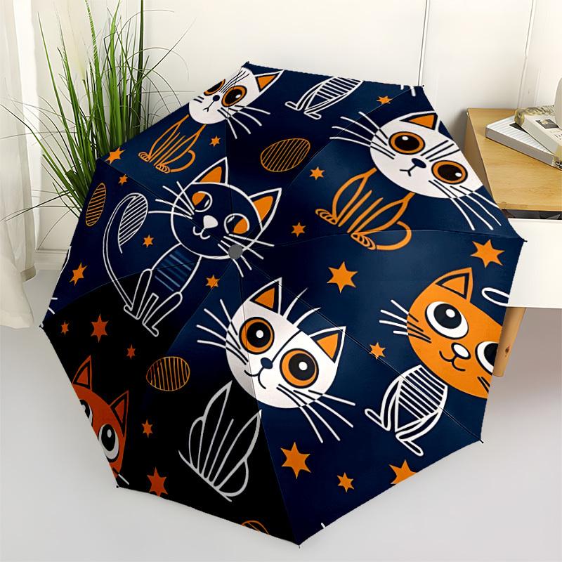 1pc Cat Pattern Automatic Folding Umbrella Durable Iron Frame,All Seasons Home Travel Outdoor Multifunctional Umbrella yy251115116