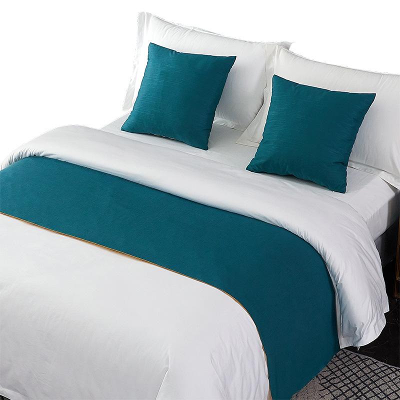 Скандинавские однотонные дорожки для кроватей, простота, хлопковые и льняные дорожки для свадебной комнаты, покрывало для флага на кровать, украшение для отеля, полотенце для хвоста кровати