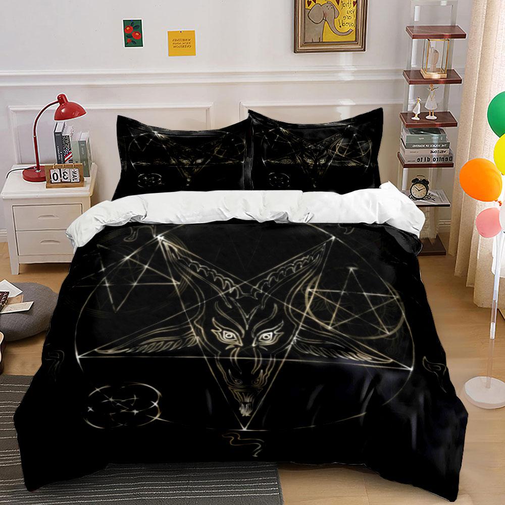 Goat head, pentagram, geometric shapes. Bedding sets Duvet cover sets Duvet covers Pillowcases(1*Duvet Cover 2*Pillowcases without duvet insert)