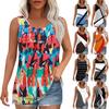 Майка для женщин Летние наряды Без рукавов Блузки с принтом Повседневные свободные рубашки Округлый вырез Складки спереди