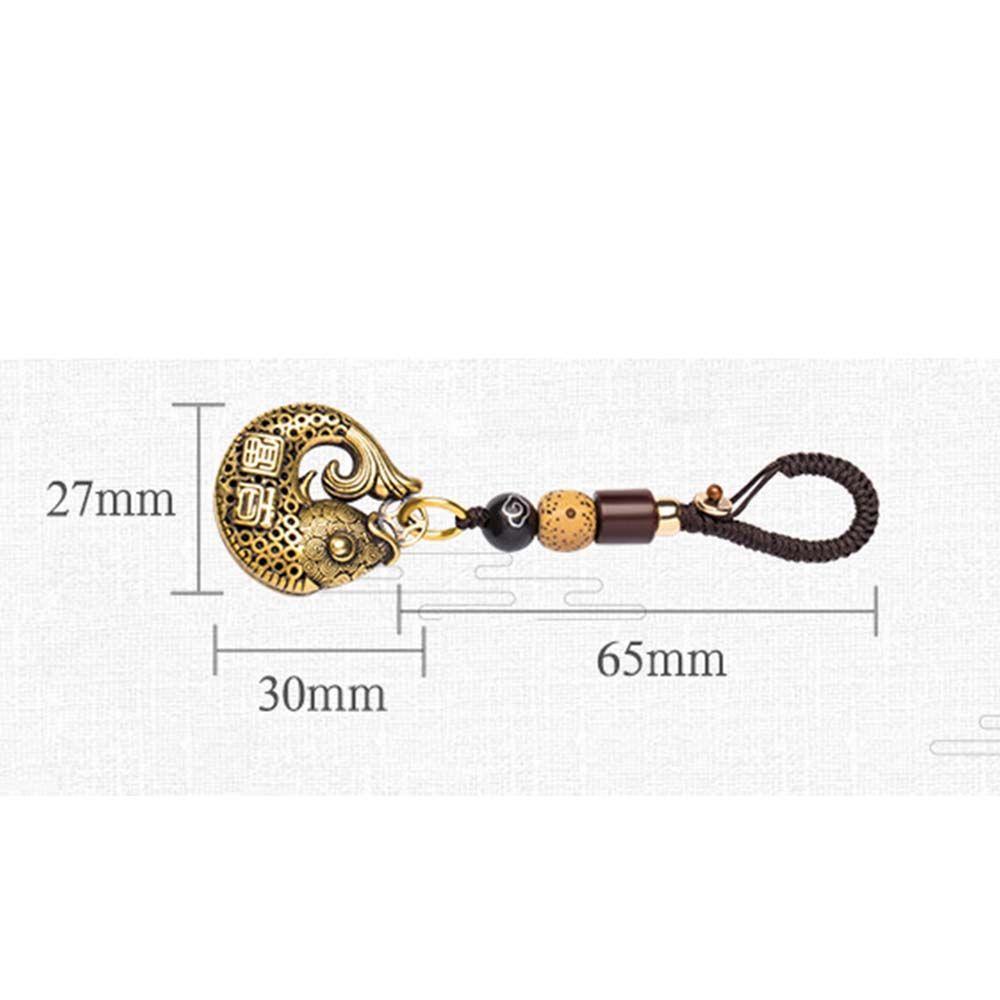 Латунный брелок для безопасного богатства, тибетский буддизм, латунные брелоки, брелок для ключей Lucky Fish, автомобильный брелок