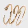 High Quality Ladies Gold Color Copper Metal Zircon CZ Cubic Zirconia Animal Snake Bangles Cuff Bracelets For Women Jewelry Gifts