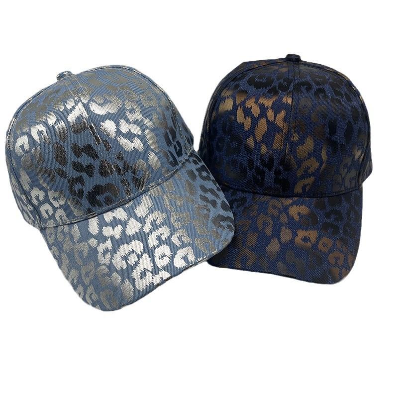 Fashion bronzing leopard print baseball cap European and American fashion curved brim sunshade cap