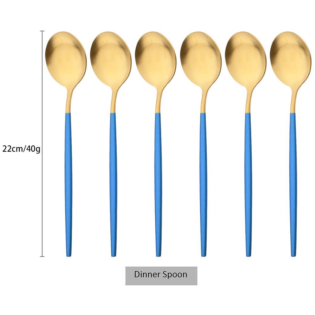 6 шт./компл., набор столовых ложек из черного золота, матовая западная нержавеющая сталь, столовые приборы, столовые приборы, десертная ложка, посуда, набор кухонных столовых приборов для вечеринок