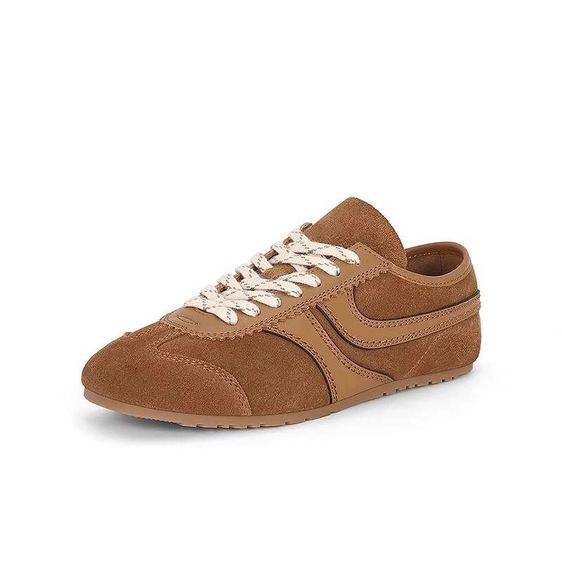 Ретро немецкие кроссовки женские 2025 женские туфли на плоской подошве одинарные осенние новые мягкие кожаные женские туфли для езды на велосипеде повседневная обувь