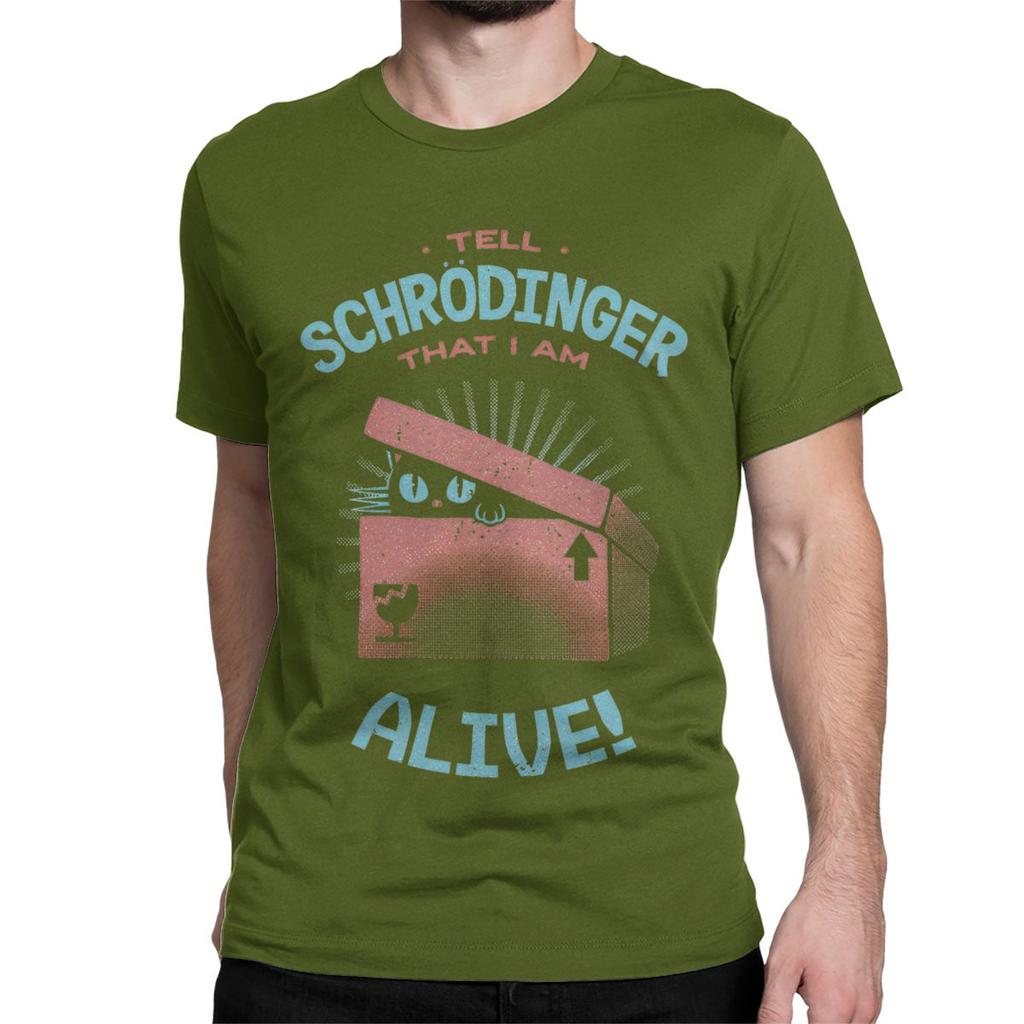 Мужские Женские Футболки Schrodinger I Am Alive Хип-Хоп Животные Хлопковая Одежда Потрясающие Футболки с Коротким Рукавом и Круглым Вырезом 4XL 5XL Футболка