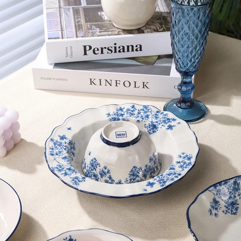 Китайские керамические миски тарелки ретро посуда миска для рамена блюдо для стейка десертная салатная тарелка столовая посуда домашний декор