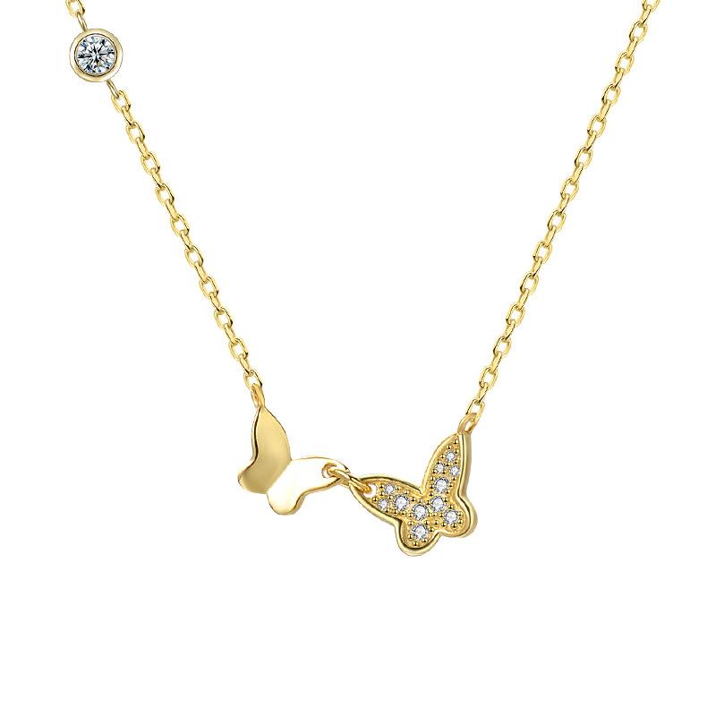 Ожерелье-бабочка в стиле легкой роскоши, серия «Лес», нежная циркониевая цепочка-колье в подарок девушке, новый стиль