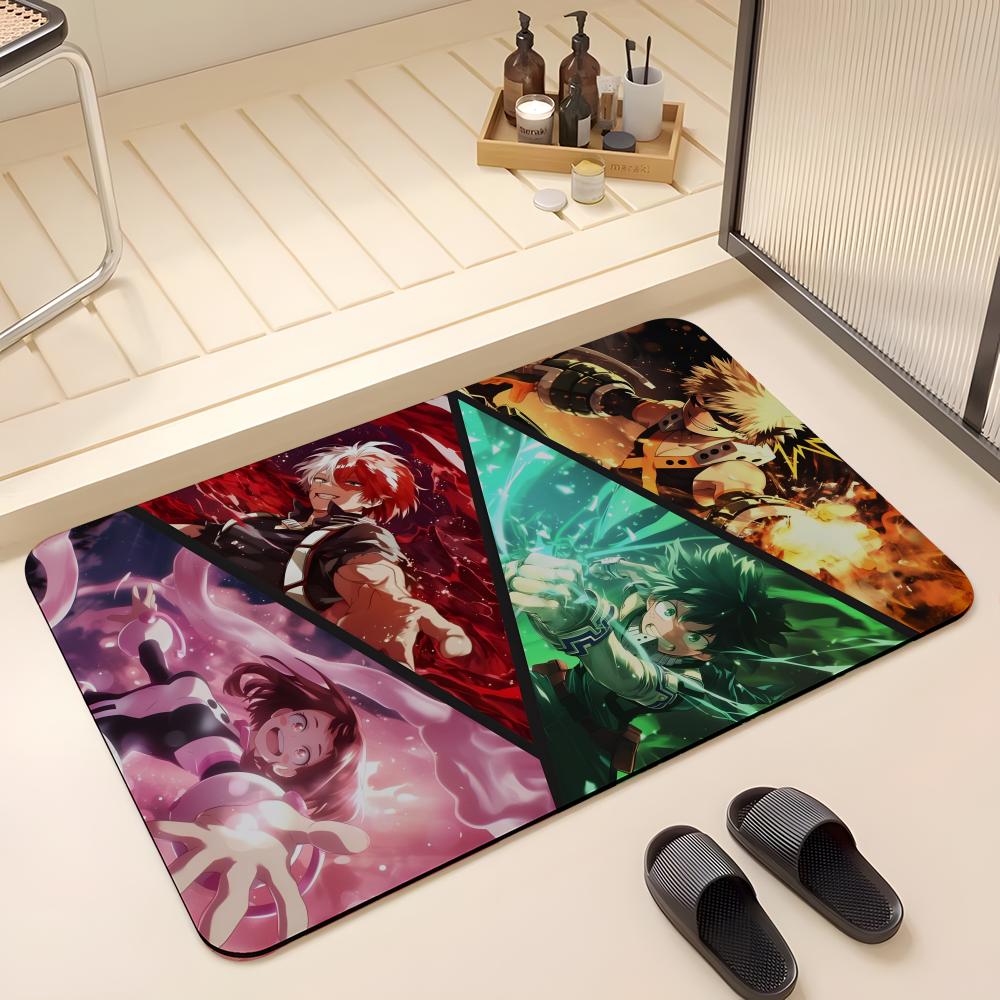 ANIME M-My Hero Academia Floor Mat Absorbent Floor Mat Non-Slip Entrance Rug for Bathrooms Restrooms and Toilets
