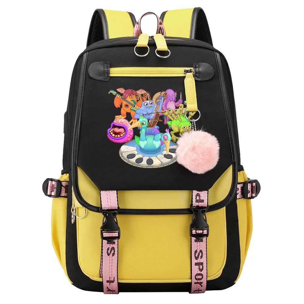 Игровой рюкзак Monster Concert с принтом, USB, для подростков, студентов, школьный, мужской и женский, повседневный, с лямками, откидной