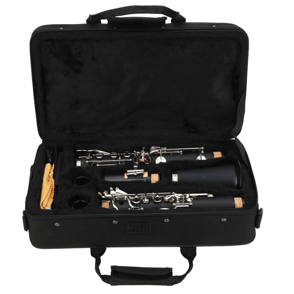 17-Key B-Flat Clarinet Set for Students, Professional B-Flat Clarinet, Includes BB Cleaning, Cross Reeds, and Driver Box (Black)