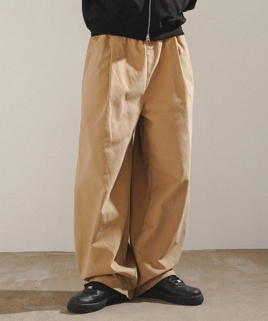 JEMUT Cotton Peach Wide Elastic Waist Pants Beige Mmlp2673