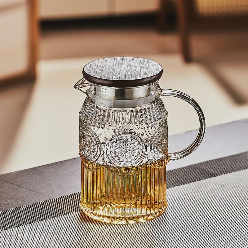 Стеклянный термостойкий чайник для холодной воды Lux Glass с ручкой - креативный чайник большой емкости для дома или гостиной