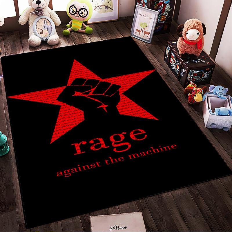 Raised Fist with Red Star Rug Non-slip rug suitable for living room and bedroom sofas