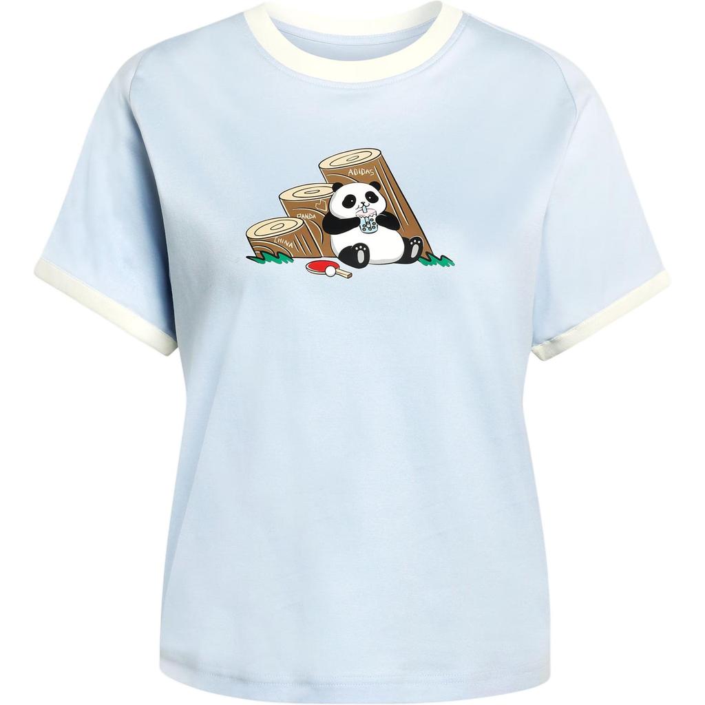 Adidas Panda Chill Спортивная Повседневная Хлопковая Футболка с Коротким Рукавом Женские топы KB7212