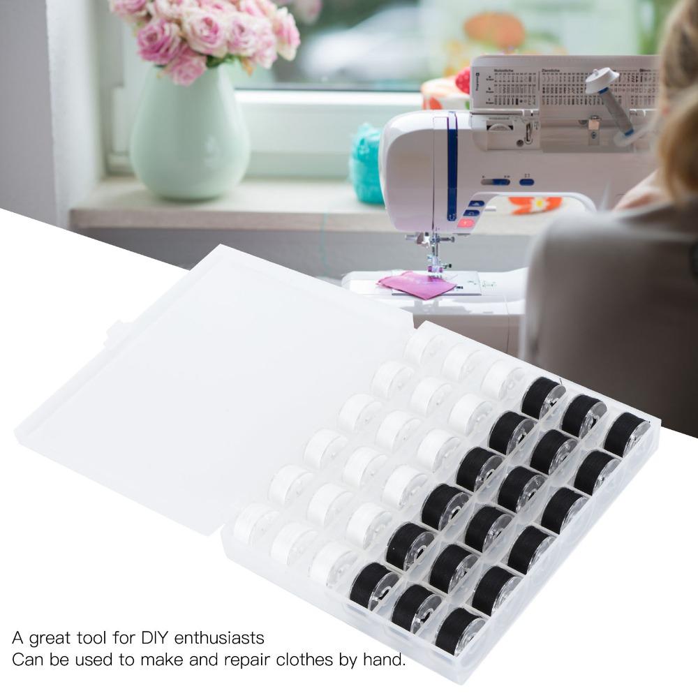 36pcs White And Black Prewound Bobbins Set Size A Plastic Bobbin Case For Sewing Machines