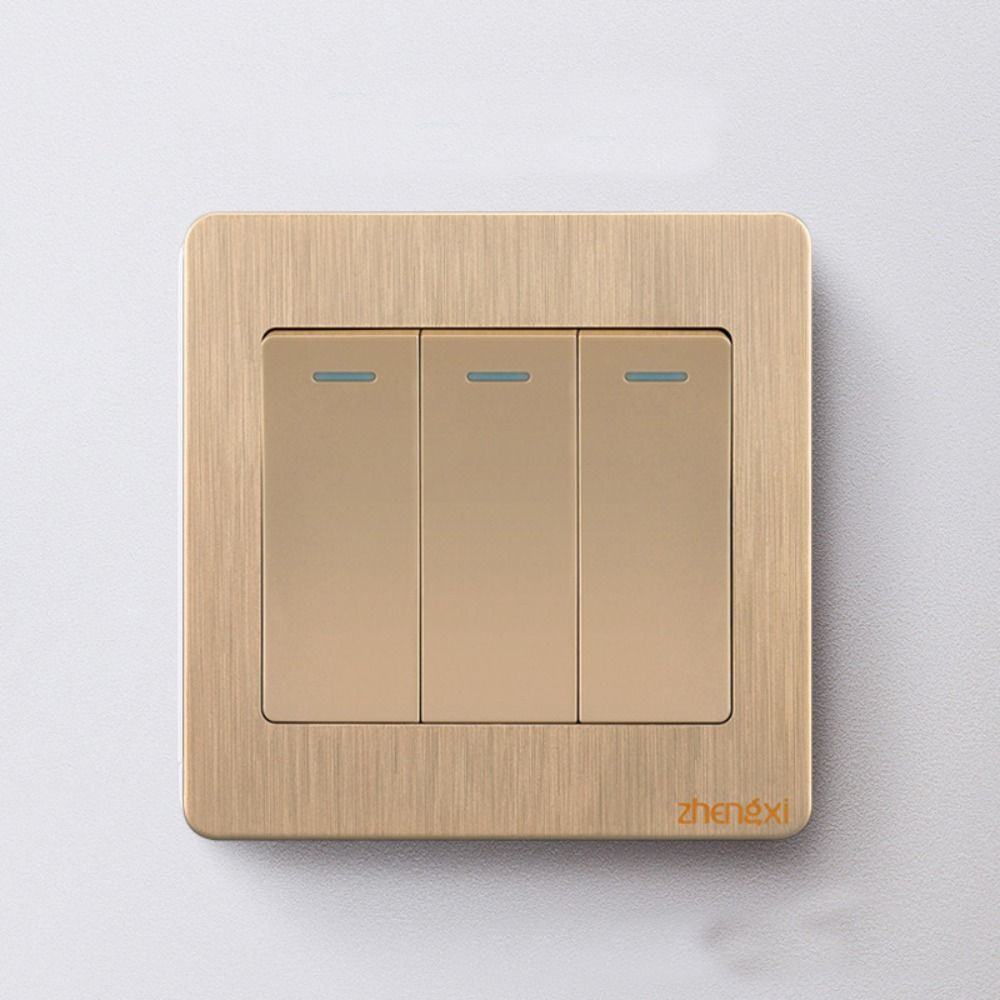 with LED Lamp Wall Switches Gold 1/2/3/4 Gang New Wall Light Switch Panel