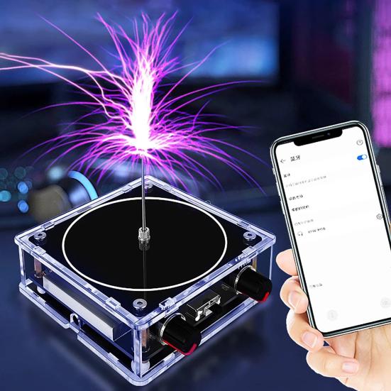Bluetooth-совместимая музыка Тесла-катушка, осязаемая искусственная молния, искровой разрядник, дуговой генератор, беспроводная передача, экспериментальная модель, наука