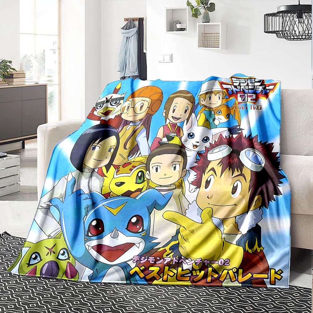 1pc Digital Monster Adventure Flannel Blanket,Ultra Soft Warm Plush Throw for Home Bedroom Bed Sofa Cover Camping Picnic gift Y72420