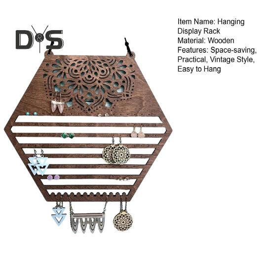 Wooden Hanging Earring Holder Wall Decor Jewelry Organizer Vintage Earring Display Organizer for Women And Girls Earrings Necklaces