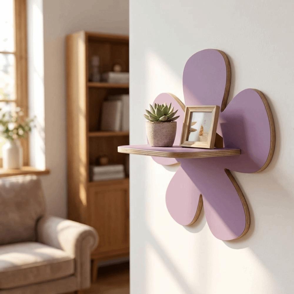 Wall-Mounted Flower Floating Wall Shelf Wooden Wall Hanging Shelf Modern Plant Shelf Office