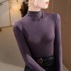 Semi-turtleneck Bottoming Shirt Women's 2025 New Women's Clothing Modal Long-sleeved T-shirt Warm Inside with Fleece Thickened Top